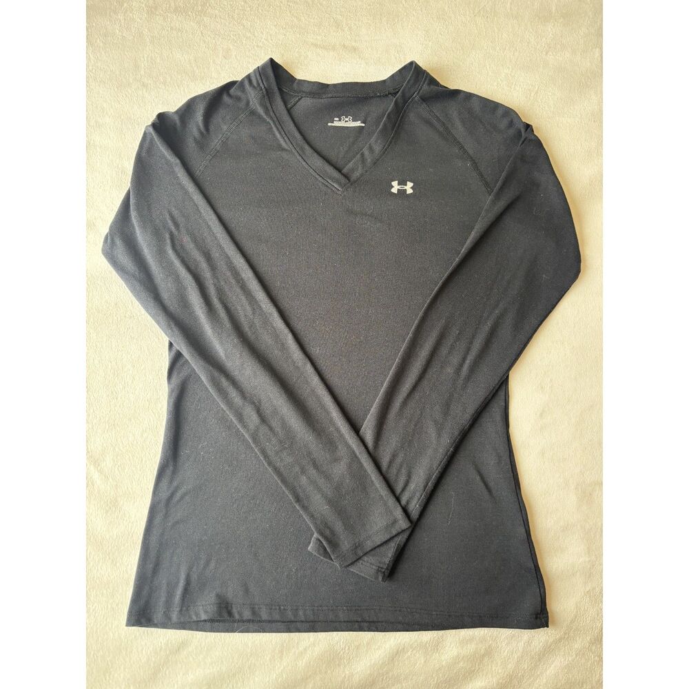 Under Armour Women's Black V-Neck Long Sleeve Shirt XS